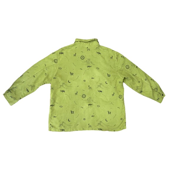Vintage Chico’s Size 3 Button Front Blouse Shirt Lime Green Faux Suede Western - Picture 3 of 10
